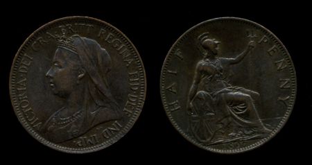 Великобритания 1897 г. • KM# 789 • полпенни • королева Виктория • регулярный выпуск • AU ( кат. - $35 )