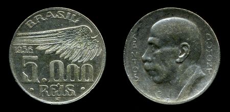 БРАЗИЛИЯ 1936г. KM# 543 / 5000 РЕЙС СЕРЕБРО MS BU