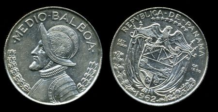 Панама 1962 г. • KM# 12.2 • ½ бальбоа • Васко де Бальбоа • серебро • регулярный выпуск • MS BU