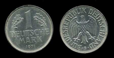 ФРГ 1971F KM# 110 / 1 МАРКА MS BU / ГЕРБЫ