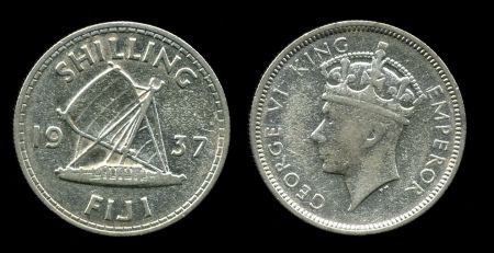 Фиджи 1937 г. • KM# 9 • 1 шиллинг • Георг VI • серебро • регулярный выпуск • VF+