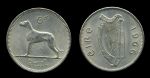 Ирландия 1964-1969 гг. • KM# 13a • 6 пенсов • ирландский вольфхаунд • регулярный выпуск • MS BU