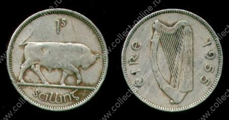 Ирландия 1955 г. • KM# 14a • 1 шиллинг • бык • регулярный выпуск • XF