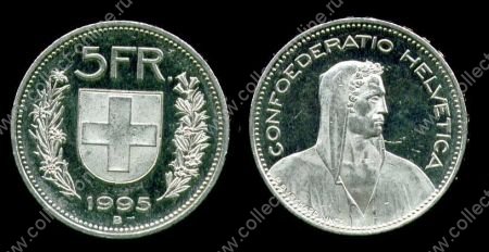 Швейцария 1995 г. • KM# 40a.4 • 5 франков • регулярный выпуск • MS BU