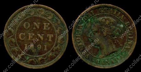 Канада 1891 г. • KM# 7 • 1 цент • Виктория • регулярный выпуск • VF+