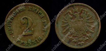 Германия 1874 г. B (Ганновер) • KM# 2 • 2 пфеннига • регулярный выпуск • VF ( кат. - $10 )