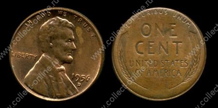 США 1956 г. D • KM# A132 • 1 цент • Авраам Линкольн • регулярный выпуск • MS BU RED / ERROR