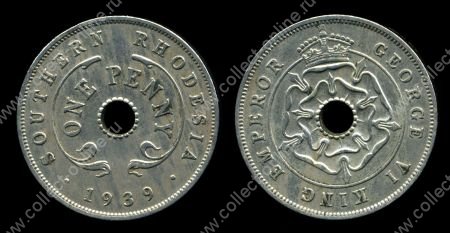 Южная Родезия 1939 г. • KM# 25 • 1 пенни • регулярный выпуск • UNC ( кат.- $40 )