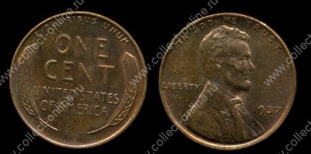 США 1937 г. • KM# 132 • 1 цент • Авраам Линкольн • регулярный выпуск • MS BU RED