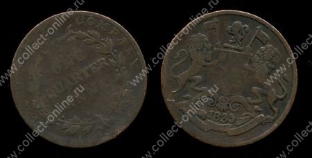 Британская Индия • Ост-Индская компания 1835 г. Бомбей • KM# 446.1 • ¼ анны • герб компании • регулярный выпуск • VG