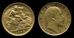 Великобритания 1906 г. • KM# 804 • полсоверена • Эдуард VII • св. Георгий • золото • регулярный выпуск • BU-