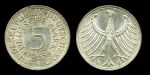 Германия • ФРГ 1965 г. F (Штутгарт) • KM# 112.1 • 5 марок • серебро • регулярный выпуск • MS BU Люкс! ( кат. - $50+ )
