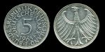 Германия • ФРГ 1963 г. J (Гамбург) • KM# 112.1 • 5 марок • серебро • регулярный выпуск • AU ( кат. - $20 )