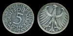 Германия • ФРГ 1957 г. J (Гамбург) • KM# 112.1 • 5 марок • серебро • регулярный выпуск • XF+ ( кат. - $40+ )