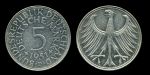 Германия • ФРГ 1951 г. • D (Мюнхен) • KM# 112.1 • 5 марок • серебро • первый год чеканки типа • регулярный выпуск • XF ( кат.- $20,00 )