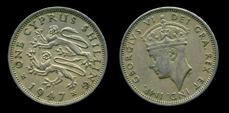 Кипр 1949 г. KM# 27 • 1 шиллинг • Георг VI • регулярный выпуск • XF-AU
