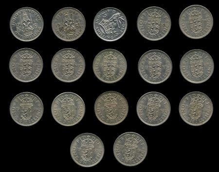 Великобритания 1948-1966 гг. • 1 шиллинг • набор 20 монет • разные типы и года • XF - UNC