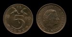 Нидерланды 1960 г. • KM# 181 • 5 центов • королева Юлиана • регулярный выпуск • MS BU • красн. бронза ( кат.- $20,00 ) 