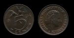 Нидерланды 1954 г. • KM# 181 • 5 центов • королева Вильгельмина • регулярный выпуск • MS red! ( кат.- $15+ )