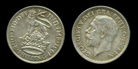 Великобритания 1931 г. • KM# 833 • 1 шиллинг • Георг VI • британский лев • регулярный выпуск • XF ( кат. - $15 )