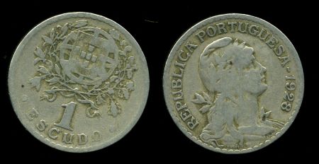 Португалия 1928 г. • KM# 578 • 1 эскудо • регулярный выпуск • F-VF