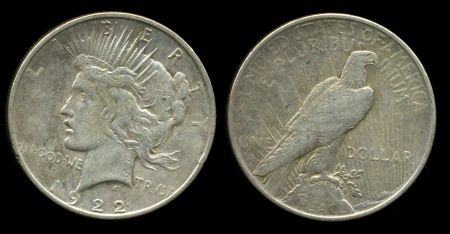 США 1922 г. D • KM# 150 • 1 доллар • "мир" • орел • регулярный выпуск • XF