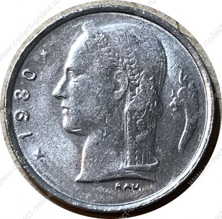 Бельгия 1950-1988 гг. • KM# 142.1 • 1 франк • "Belgique" (фр. текст) • регулярный выпуск • +/- XF