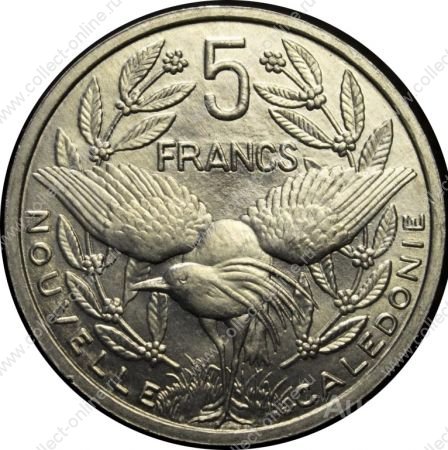 Новая Каледония 1999 г. KM# 16 • 5 франков • птица Кагу • регулярный выпуск • MS BU