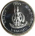Вануату 1999 г. • KM# 6 • 10 вату • герб королевства • краб • регулярный выпуск • MS BU