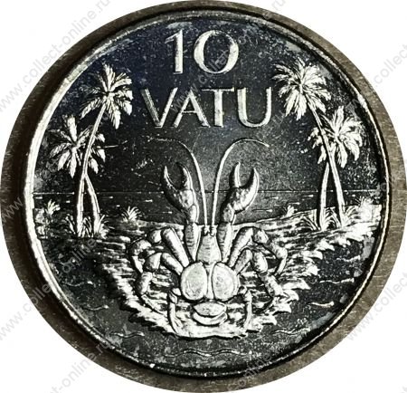 Вануату 1999 г. • KM# 6 • 10 вату • герб королевства • краб • регулярный выпуск • MS BU
