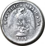 Мексика 1903 г. Cn.V(Кульякан) • KM# 400 • 5 сентаво • серебро • регулярный выпуск • F-