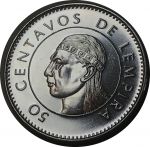 Гондурас 2005 г. • KM# 84a.2 • 50 сентаво • государственный герб • касик(вождь) Лемпира • регулярный выпуск • MS BU
