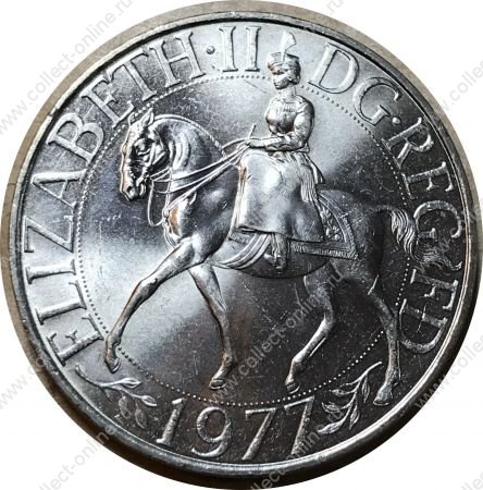 Великобритания 1977 г. • KM# 920 • 25 пенсов(крона) • Юбилей коронации Елизаветы II • памятный выпуск • MS BU