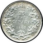 Канада 1907 г. • KM# 11 • 25 центов • Эдуард VII • серебро • регулярный выпуск • BU ( кат. -$400+ )