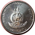 Вануату 1999 г. • KM# 7 • 20 вату • герб королевства • краб • регулярный выпуск • MS BU