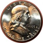 США 1963 г. • KM# 199 • полдоллара • Бенджамин Франклин • серебро • регулярный выпуск • MS BU