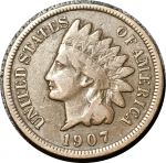 США 1907 г. • KM# 90a • 1 цент • "Индеец" • регулярный выпуск • F+