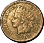 США 1902 г. • KM# 90a • 1 цент • "Индеец" • регулярный выпуск • F-VF*