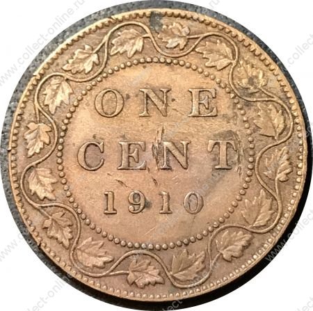 Канада 1910 г. • KM# 8 • 1 цент • Эдуард VII • регулярный выпуск • VF*