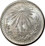 Мексика 1943 г. • KM# 455 • 1 песо • герб Республики • регулярный выпуск • MS BU-
