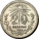 Мексика 1939 г. • KM# 438 • 20 сентаво • орёл • серебро • регулярный выпуск • AU