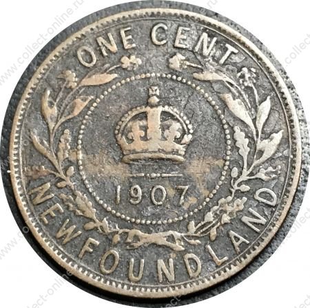 Ньюфаундленд 1907 г. • KM# 9 • 1 цент • Эдуард VII • регулярный выпуск • VF-