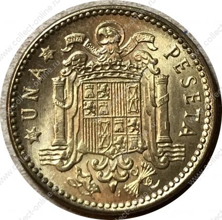 Испания 1953(56) г. • KM# 775 • 1 песета • Франко • регулярный выпуск • MS BU люкс! ( кат. - $10+ )