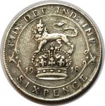 Великобритания 1918 г. • KM# 815 • 6 пенсов • Георг V • регулярный выпуск • VF