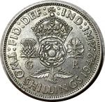Великобритания 1942 г. • KM# 855 • флорин(2 шиллинга) • Георг VI • регулярный выпуск • AU ( кат. - $15)