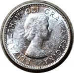 Канада 1963 г. • KM# 51 • 10 центов • Елизавета II • парусник • серебро • регулярный выпуск • BU