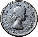 Канада 1953 г. • KM# 51 • 10 центов • Елизавета II • парусник • серебро • регулярный выпуск • XF