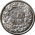 Швейцария 1940 г. B (Берн) • KM# 23 • ½ франка • серебро • регулярный выпуск • BU-