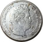 Франция 1834 г. B(Руан) • KM# 749.2 • 5 франков • Луи-Филипп I • серебро • регулярный выпуск • F