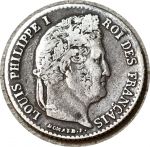 Франция 1845 г. B(Руан) • KM# 740.2 • ¼ франка • Луи-Филипп I • серебро • регулярный выпуск • VF+